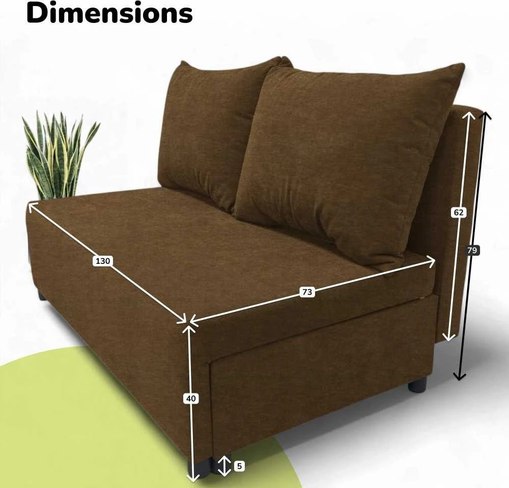 Meb Podrez Dvivietė sofa lova Simple Mini, Podrez, rudos spalvos