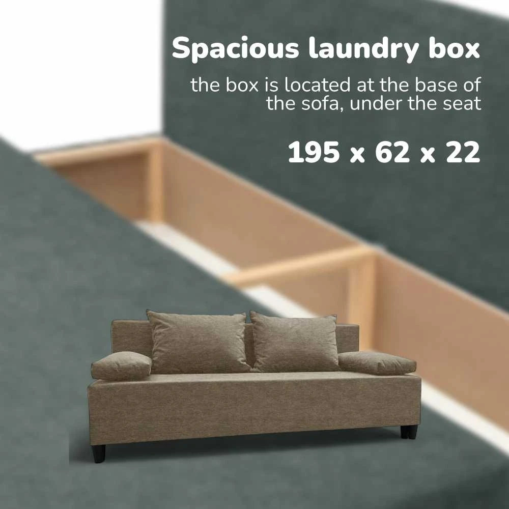 Meb Podrez Dvivietė sofa lova Simple X Light, be porankių, Podrez,, smėlio spalvos