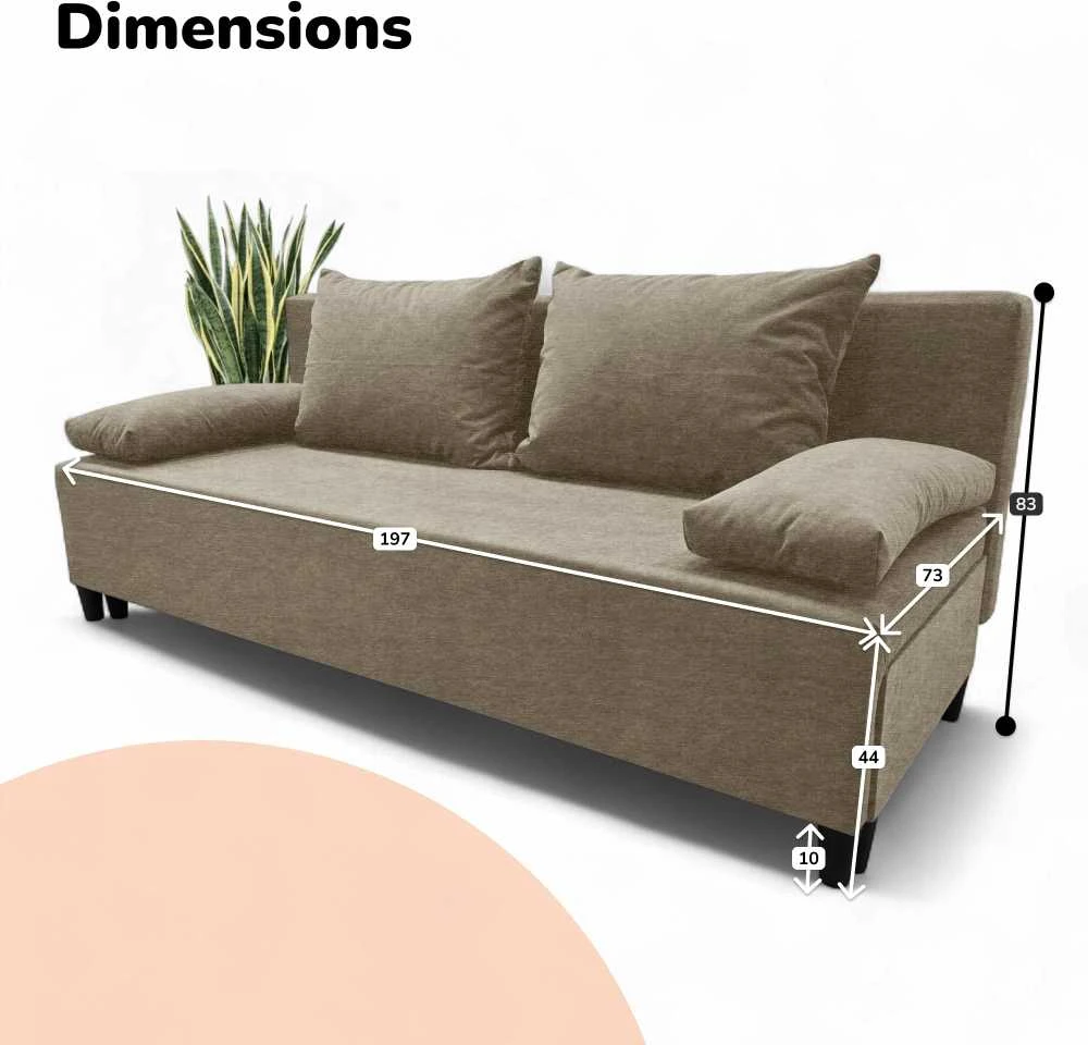 Meb Podrez Dvivietė sofa lova Simple X Light, be porankių, Podrez,, smėlio spalvos