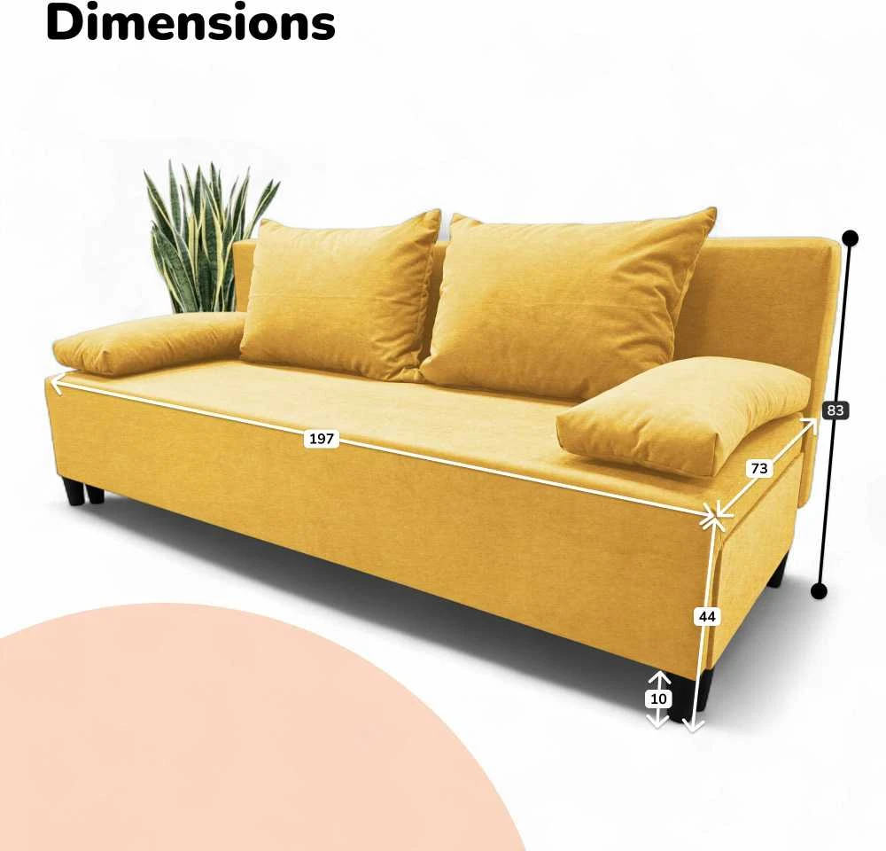 Meb Podrez Dvivietė sofa lova Simple X Light, be porankių, Podrez,, geltonos spalvos