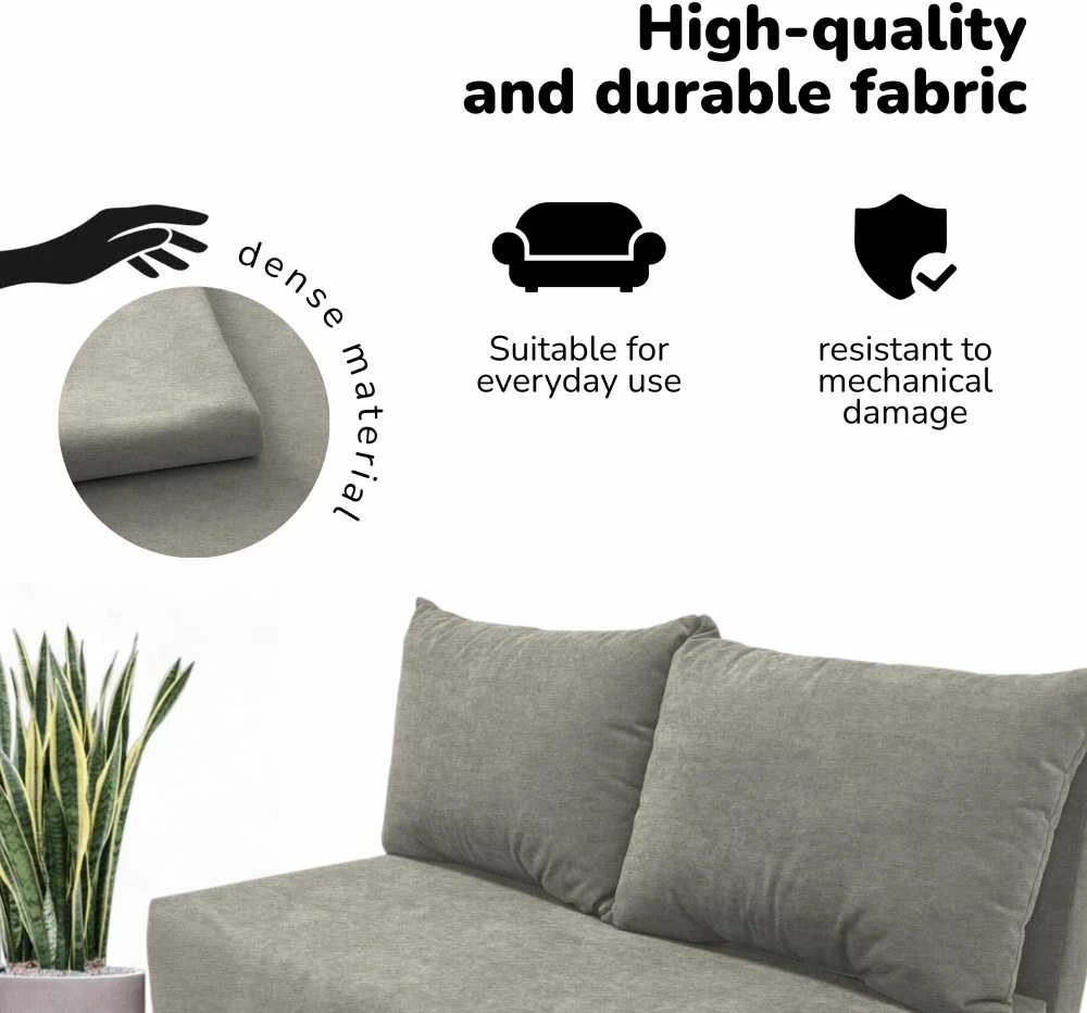 Meb Podrez Dvivietė sofa lova Simple Mini, Podrez, šviesiai pilkos spalvos
