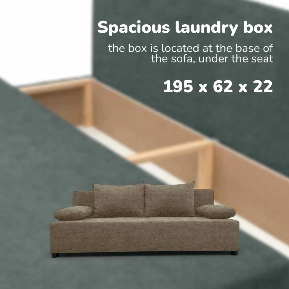 Meb Podrez Dvivietė sofa lova „Simple Light“ be porankių, „Podrez“, smėlio spalvos