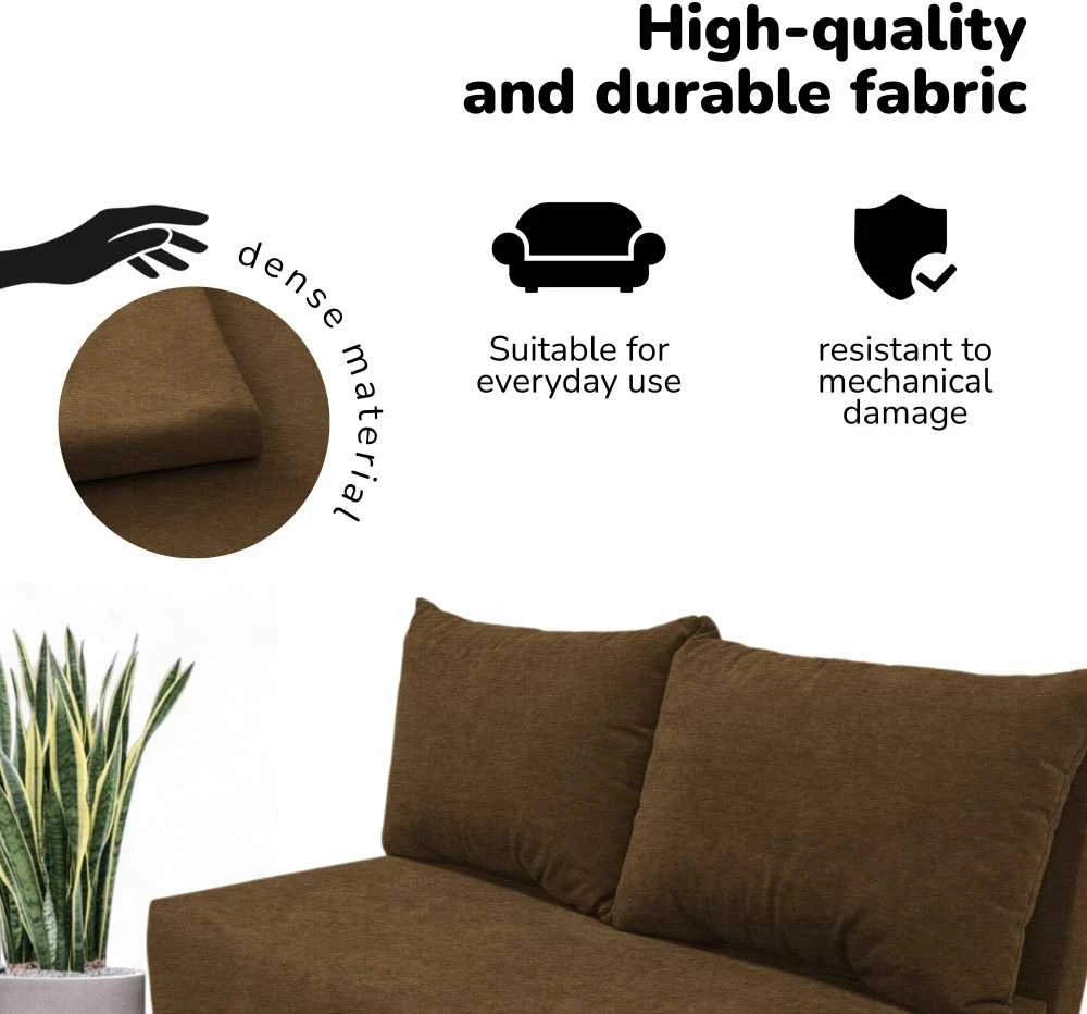 Meb Podrez Dvivietė sofa lova Simple X Mini, Podrez, rudos spalvos