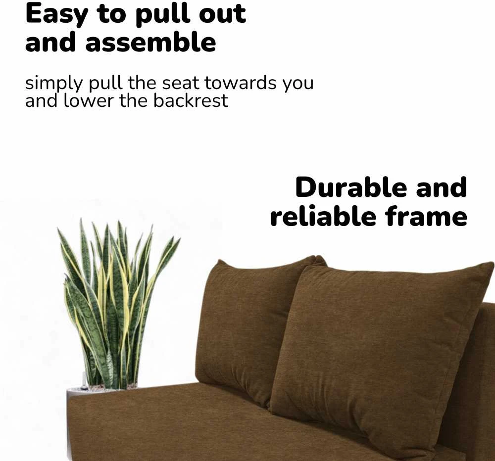 Meb Podrez Dvivietė sofa lova Simple Mini, Podrez, rudos spalvos