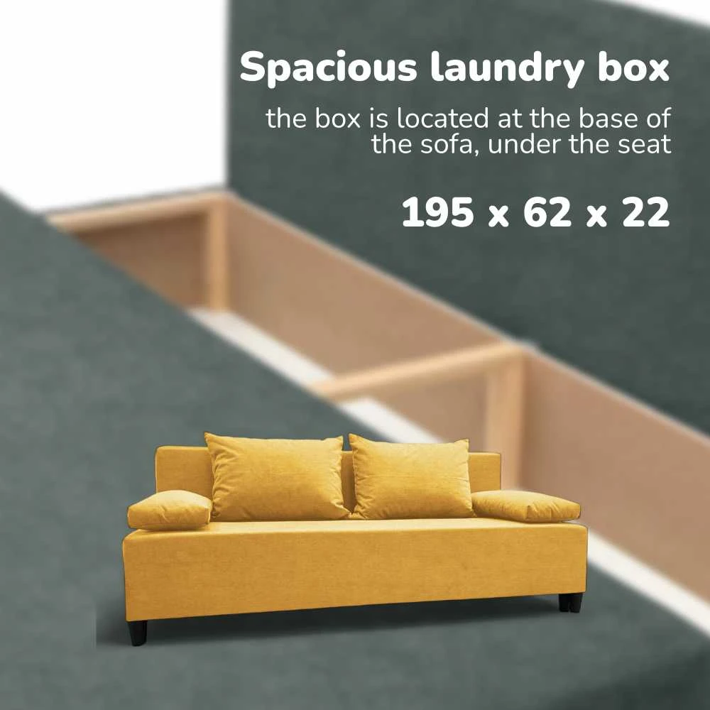 Meb Podrez Dvivietė sofa lova Simple X Light, be porankių, Podrez,, geltonos spalvos