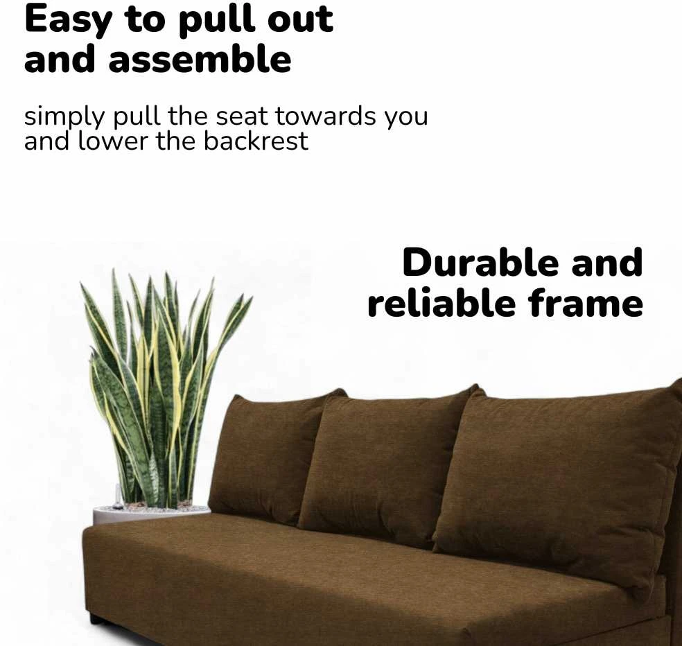 Meb Podrez Dvivietė sofa lova „Simple Light“ be porankių, „Podrez“, rudos spalvos