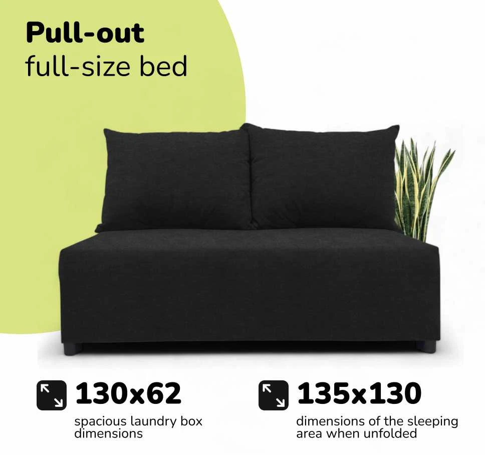 Meb Podrez Dvivietė sofa lova „Simple Mini“, „Podrez“, grafito spalvos