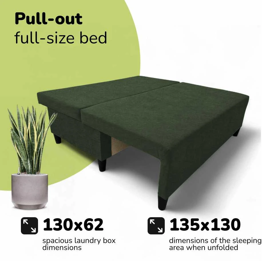 Meb Podrez Dvivietė sofa lova Simple X Mini, Podrez, turkio-žalios spalvos