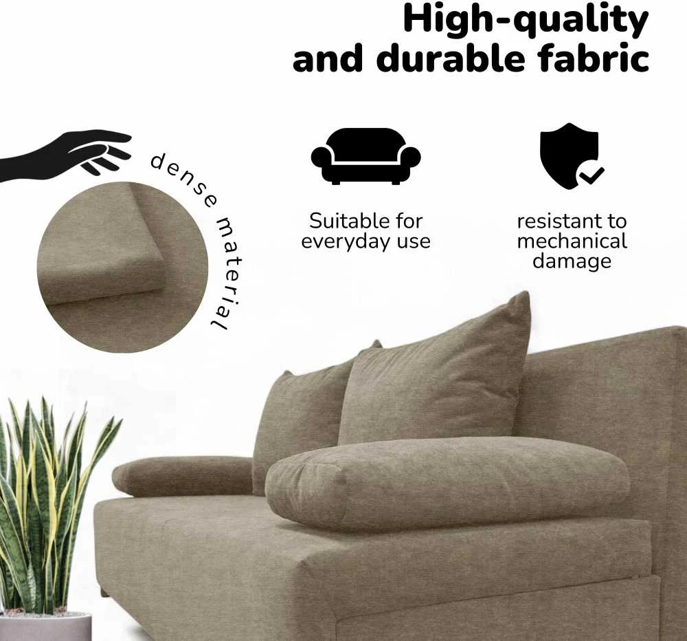Meb Podrez Dvivietė sofa lova „Simple Light“ be porankių, „Podrez“, smėlio spalvos