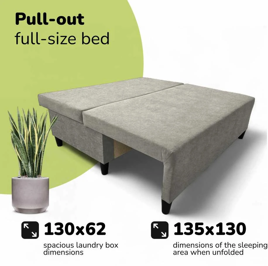Meb Podrez Dvivietė sofa lova Simple X Mini, Podrez, šviesiai pilkos spalvos