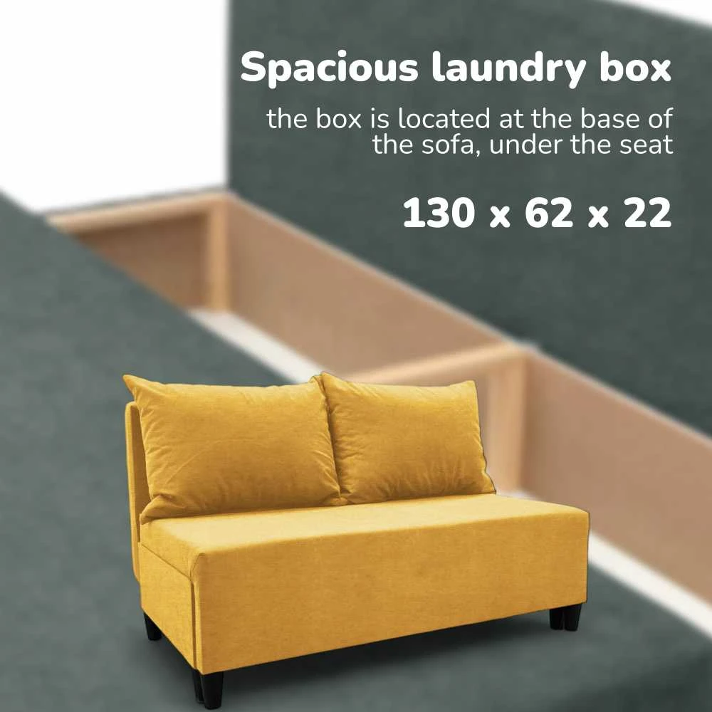 Meb Podrez Dvivietė sofa lova Simple X Mini, Podrez, geltonos spalvos