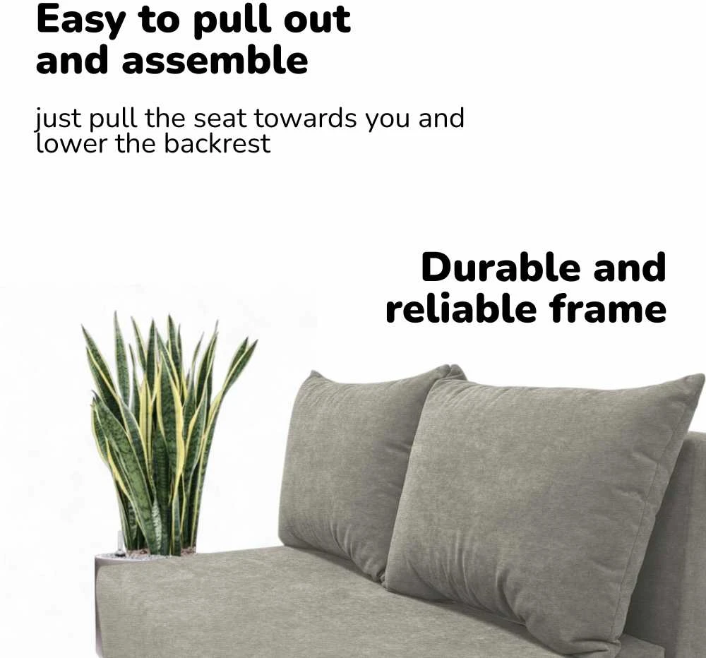 Meb Podrez Dvivietė sofa lova Simple X Mini, Podrez, šviesiai pilkos spalvos