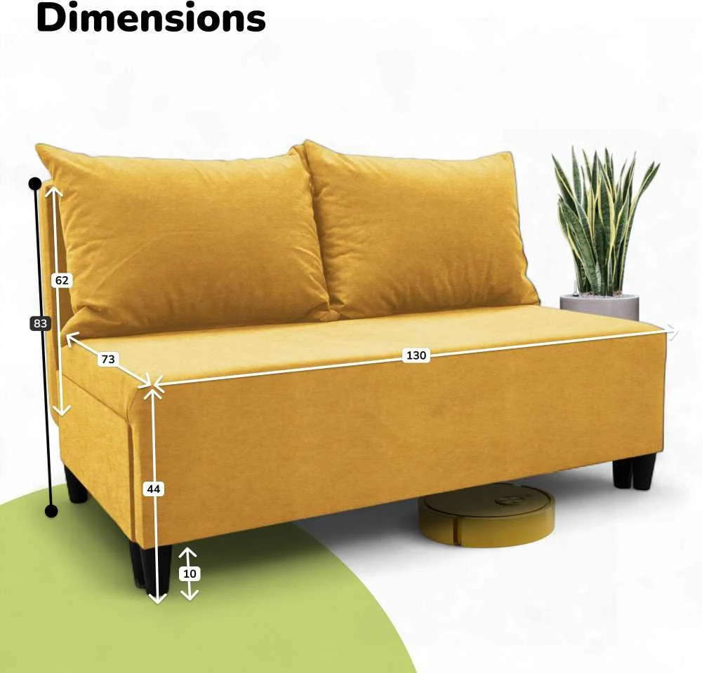 Meb Podrez Dvivietė sofa lova Simple X Mini, Podrez, geltonos spalvos