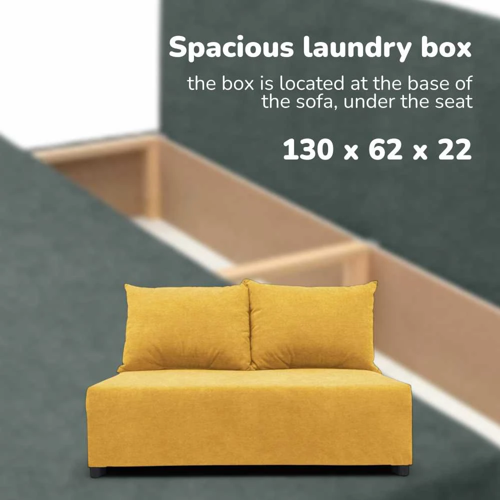 Meb Podrez Dvivietė sofa lova Simple Mini, Podrez, geltonos spalvos