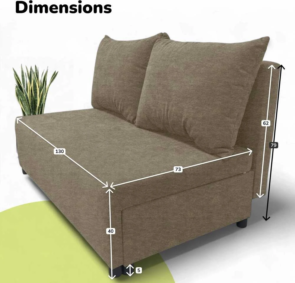 Meb Podrez Dvivietė sofa lova Simple Mini, Podrez, smėlio spalvos