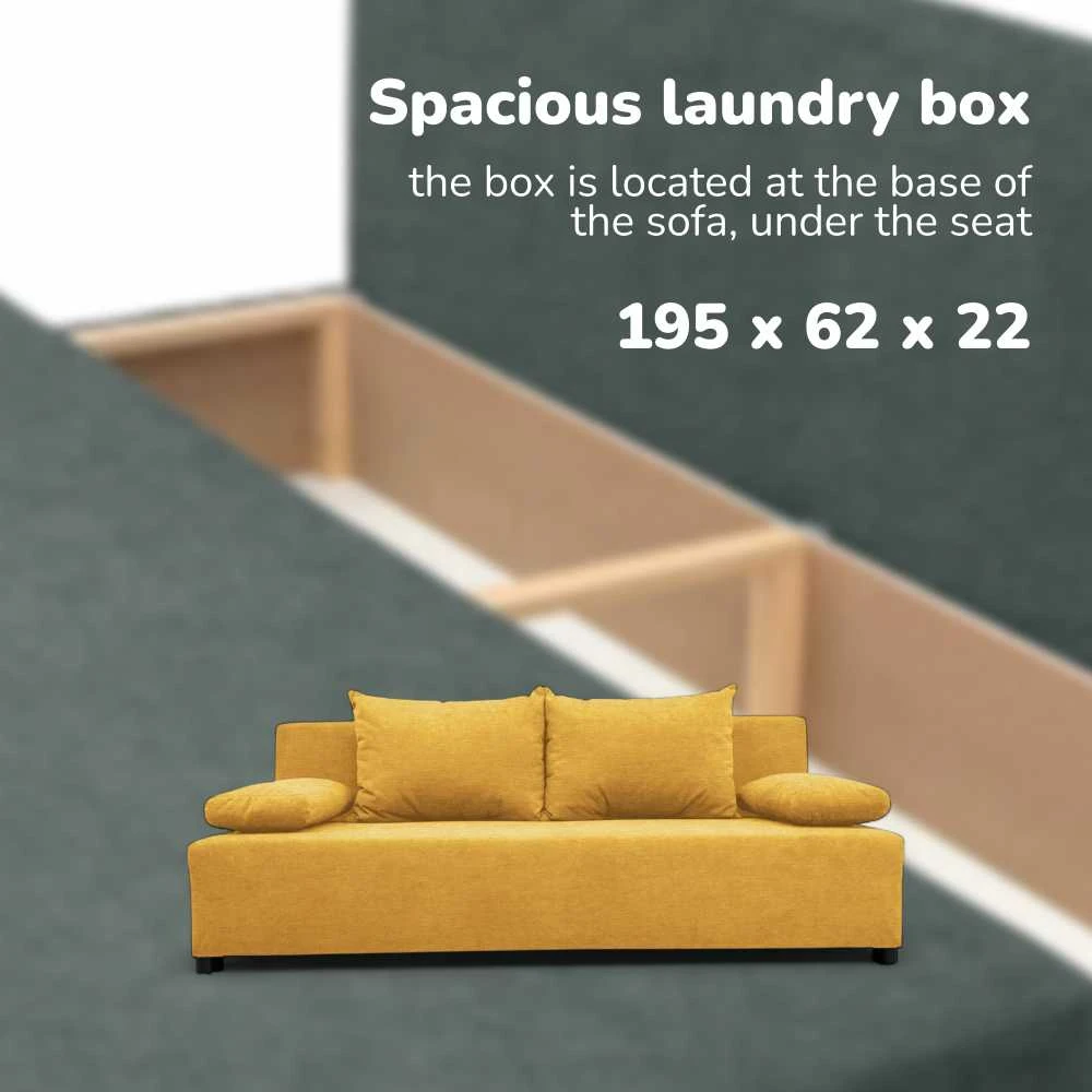 Meb Podrez Dvivietė sofa lova „Simple Light“ be porankių, „Podrez“, geltonos spalvos