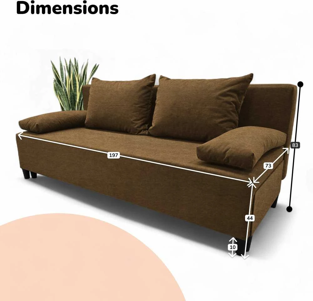 Meb Podrez Dvivietė sofa lova Simple X Light, be porankių, Podrez,, rudos spalvos