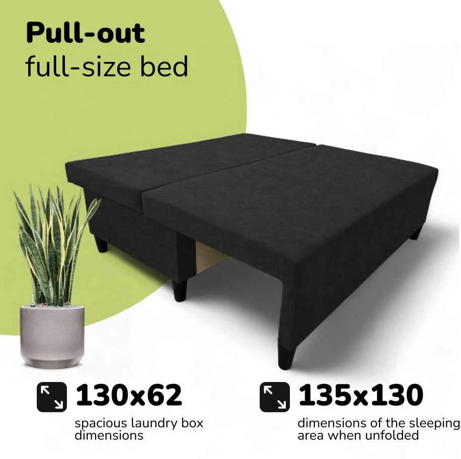 Meb Podrez Dvivietė sofa lova Simple X Mini,, Podrez,, grafito spalvos