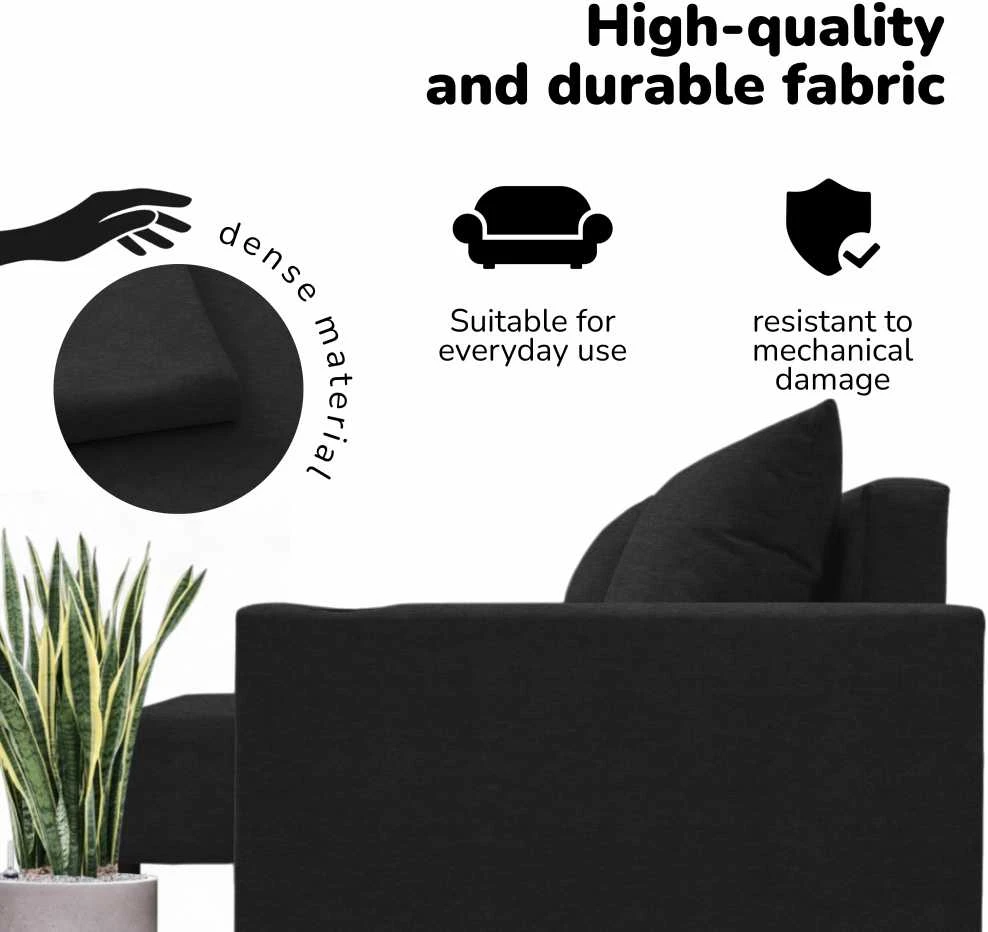 Meb Podrez Kampinė išskleidžiama sofa lova su patalynės dėže „Simple Sturis“, „Podrez“, grafito spalvos