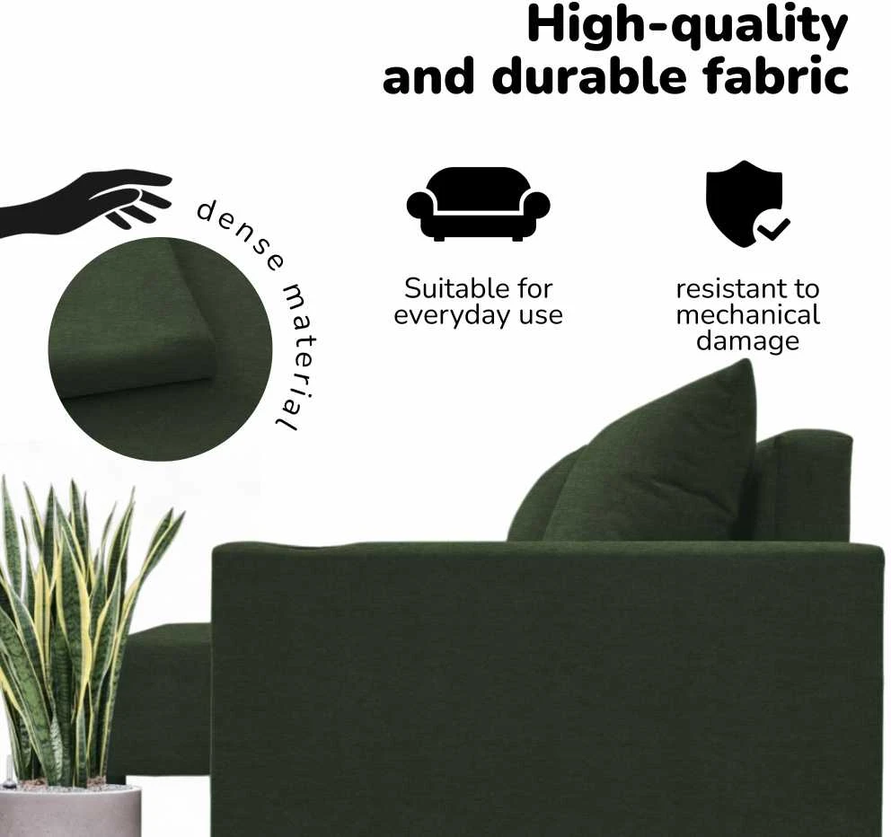 Meb Podrez Kampinė išskleidžiama sofa lova su patalynės dėže „Simple Sturis“, „Podrez“, turkio-žalios spalvos