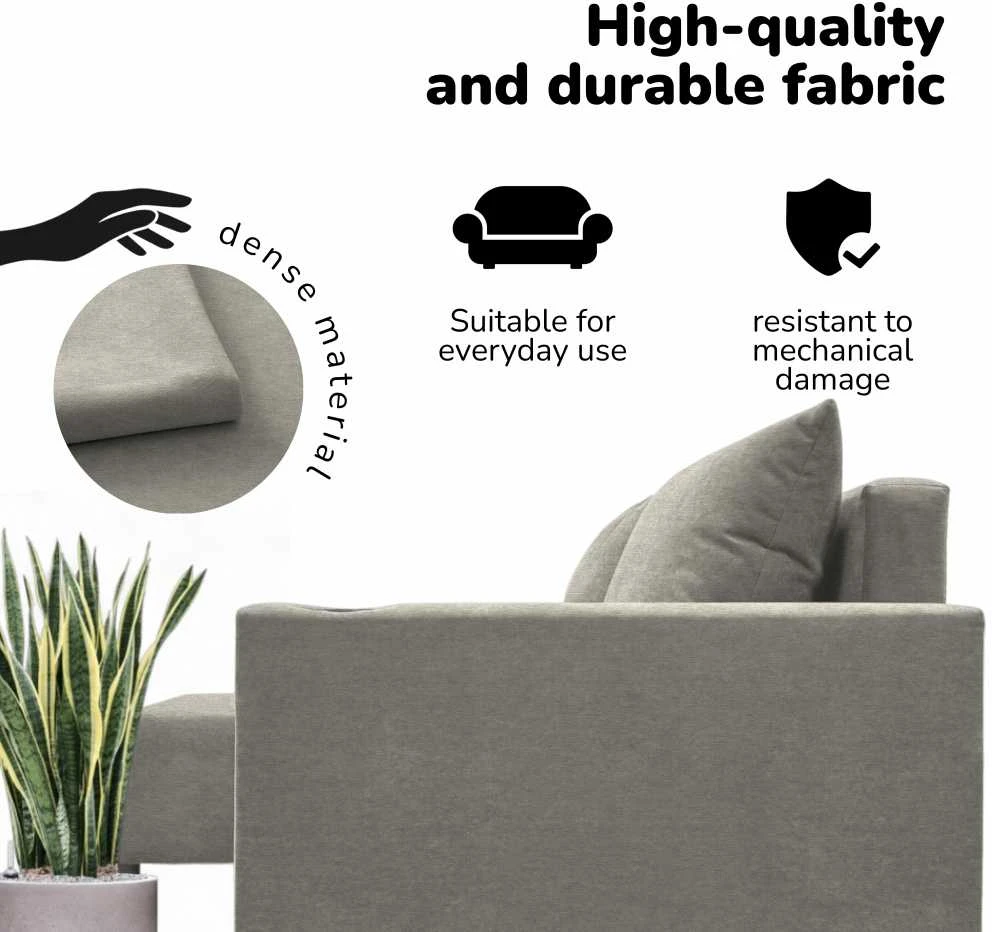 Meb Podrez Kampinė išskleidžiama sofa lova su patalynės dėže Simple X Sturis,, Podrez,, šviesiai pilkos spalvos