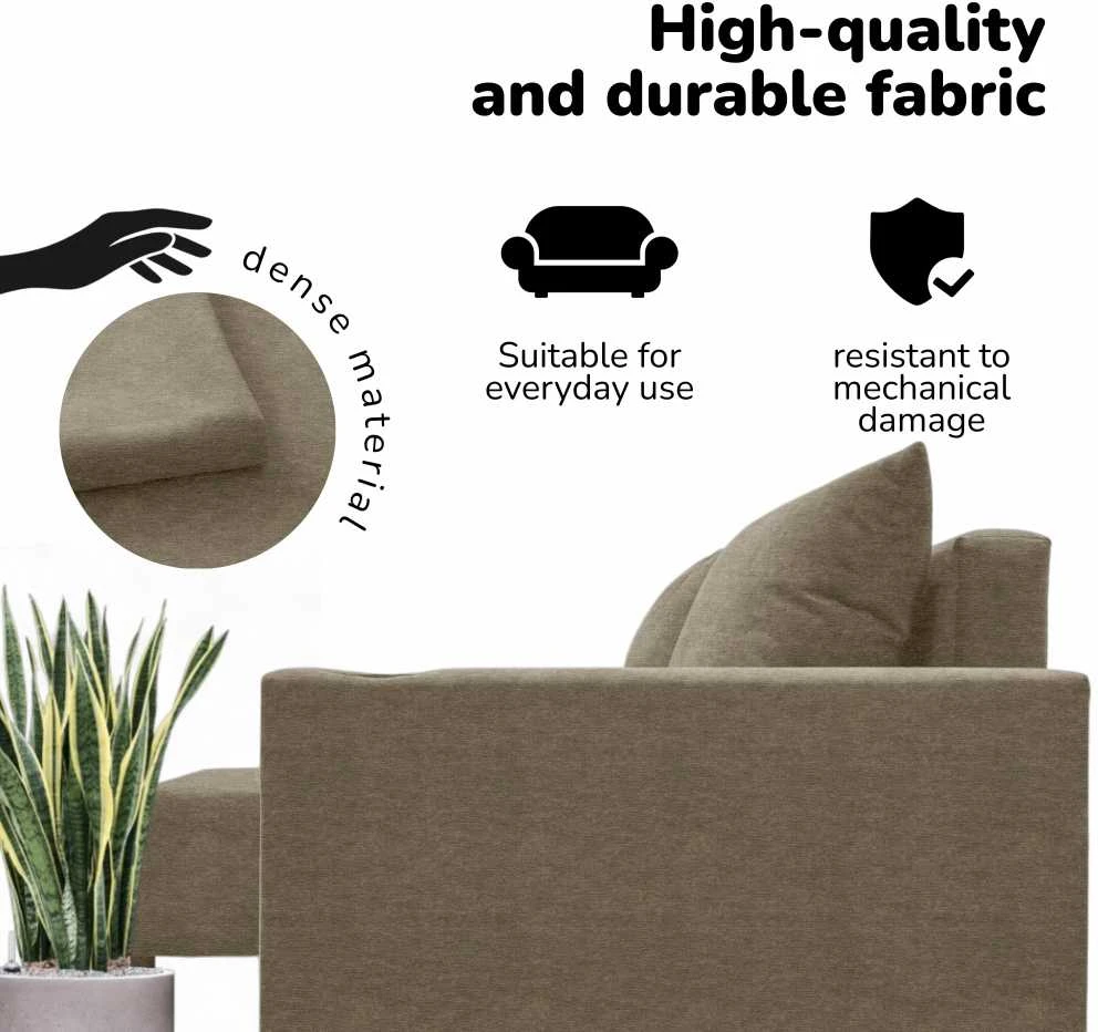 Meb Podrez Kampinė išskleidžiama sofa lova su patalynės dėže Simple X Sturis,, Podrez,, smėlio spalvos