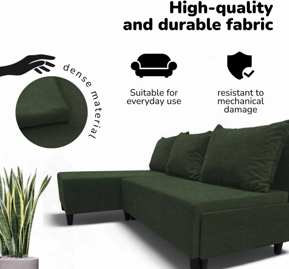 Meb Podrez Kampinė išskleidžiama sofa-lova St Light, Podrez, turkio-žalia