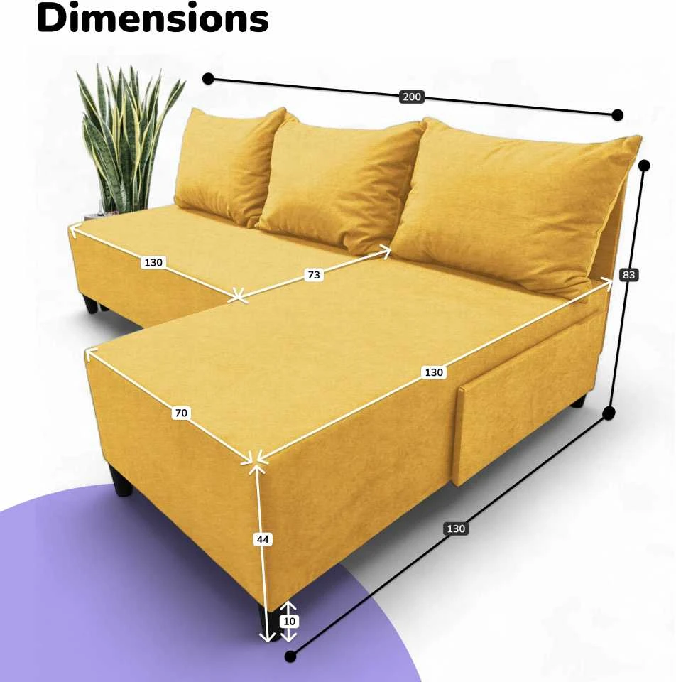 Meb Podrez Kampinė išskleidžiama sofa-lova St Light, Podrez, geltona