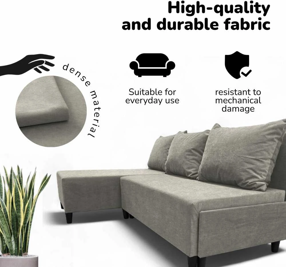 Meb Podrez Kampinė išskleidžiama sofa-lova St Light, Podrez, šviesiai pilka