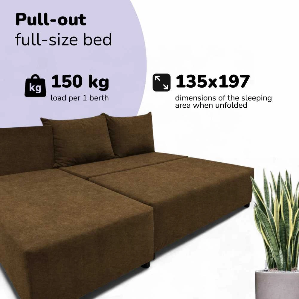 Meb Podrez Kampinė išskleidžiama sofa-lova St Light, Podrez, ruda