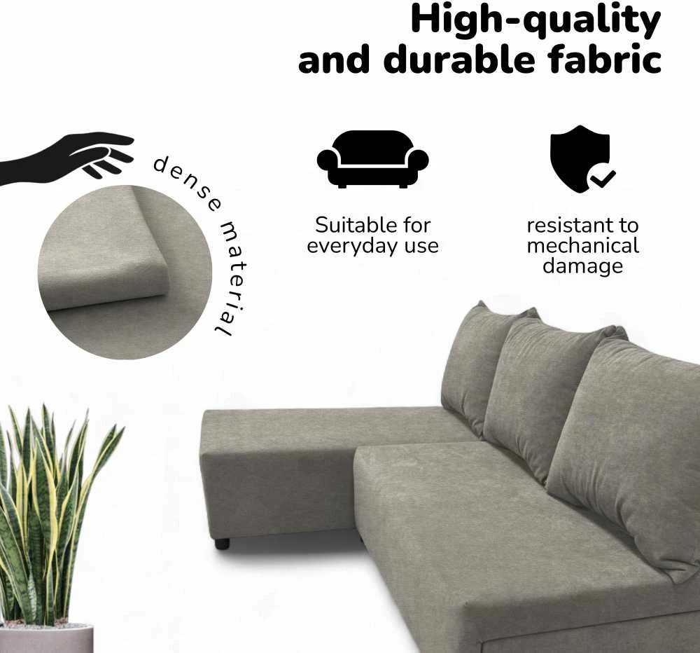 Meb Podrez Kampinė išskleidžiama sofa-lova St Light, Podrez, šviesiai pilka