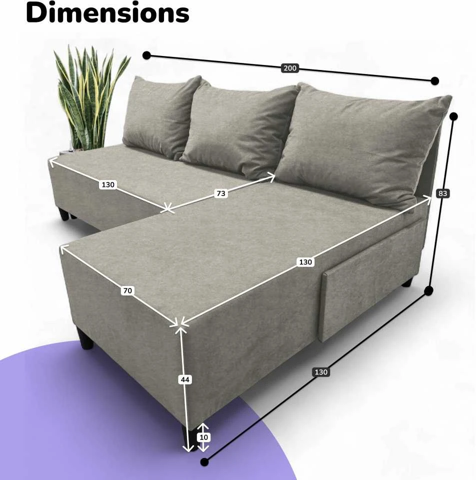 Meb Podrez Kampinė išskleidžiama sofa-lova St Light, Podrez, šviesiai pilka