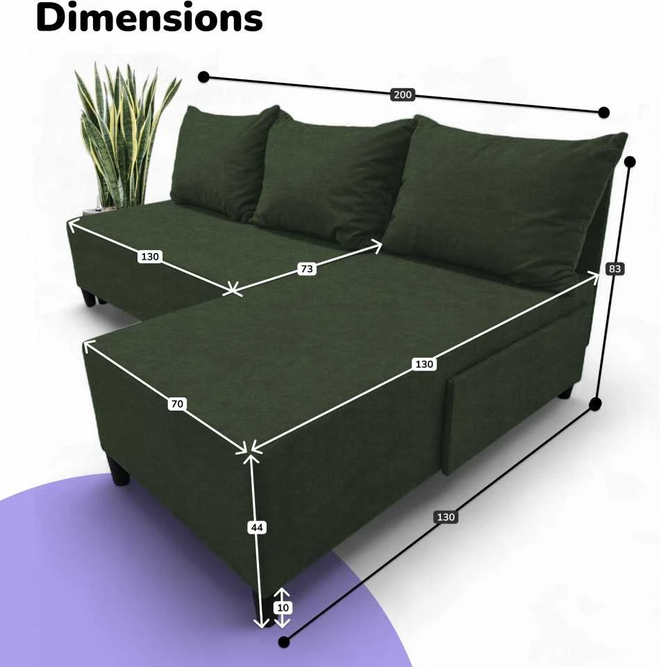 Meb Podrez Kampinė išskleidžiama sofa-lova St Light, Podrez, turkio-žalia