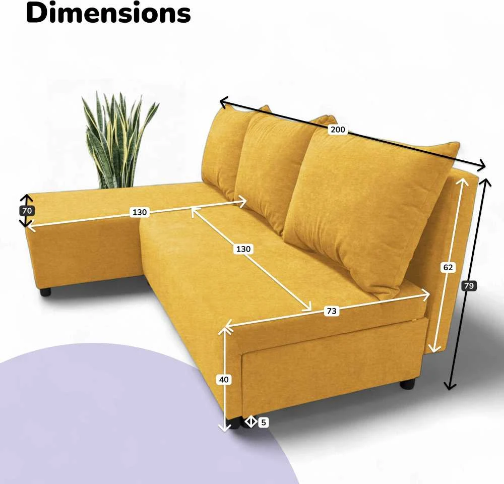 Meb Podrez Kampinė išskleidžiama sofa-lova St Light, Podrez, geltona