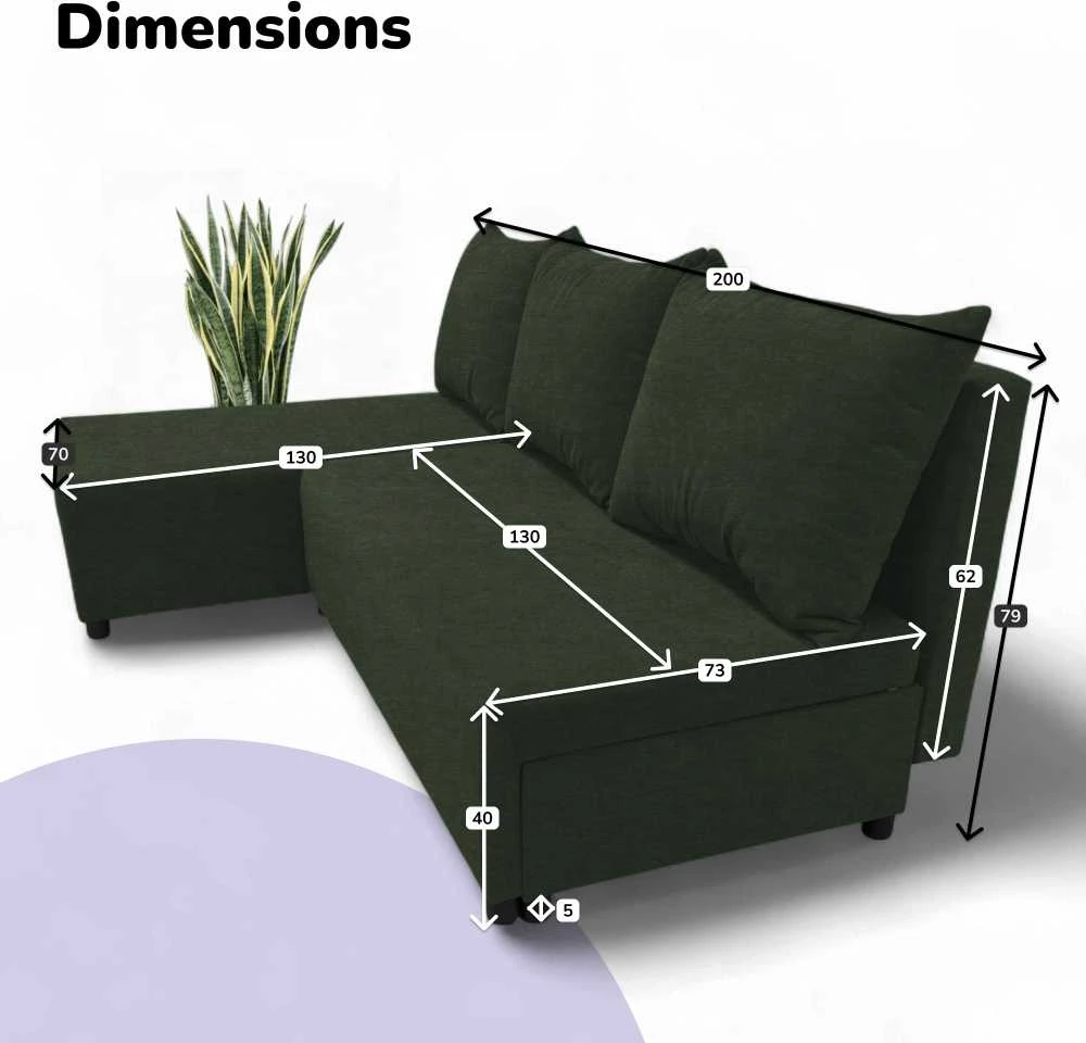 Meb Podrez Kampinė išskleidžiama sofa-lova St Light, Podrez, turkio-žalia