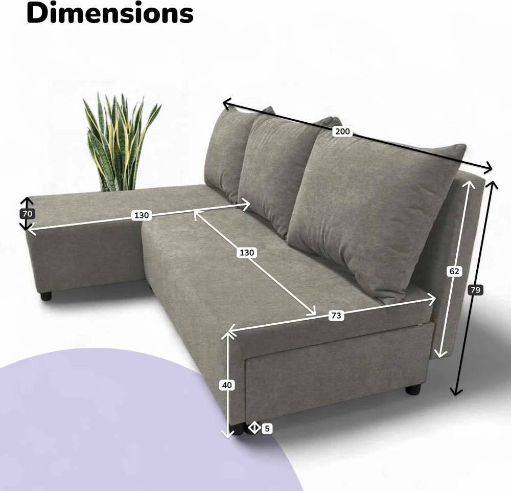 Meb Podrez Kampinė išskleidžiama sofa-lova St Light, Podrez, šviesiai pilka