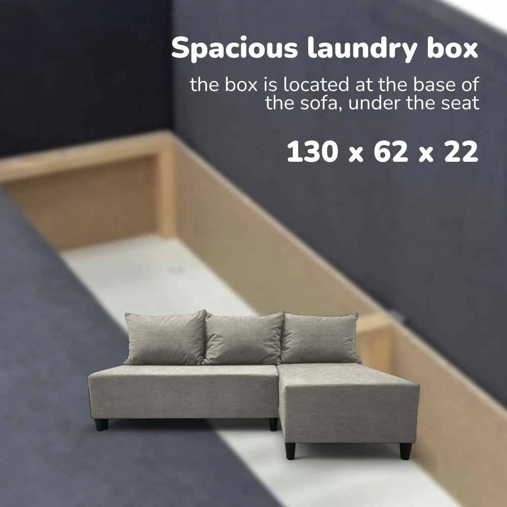 Meb Podrez Kampinė išskleidžiama sofa-lova St Light, Podrez, šviesiai pilka