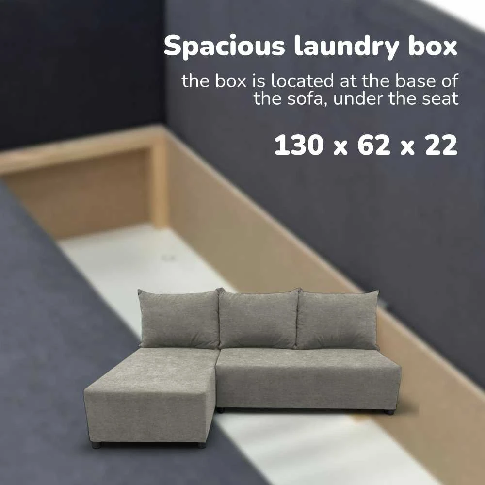 Meb Podrez Kampinė išskleidžiama sofa-lova St Light, Podrez, šviesiai pilka