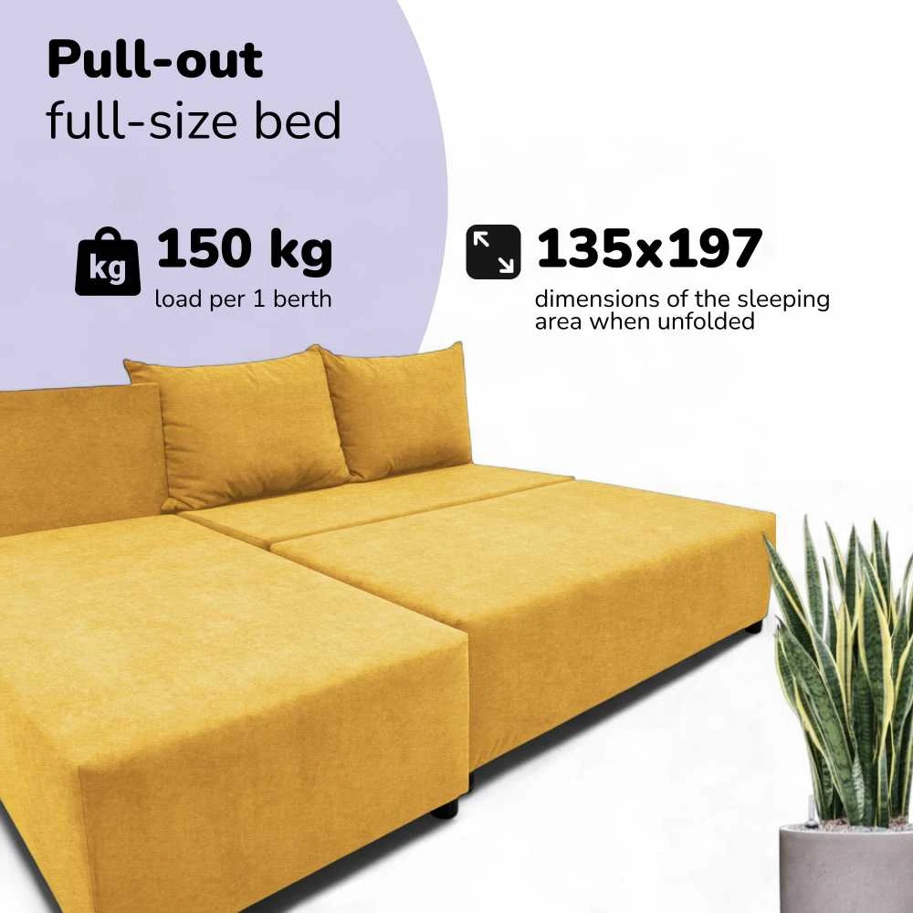 Meb Podrez Kampinė išskleidžiama sofa-lova St Light, Podrez, geltona