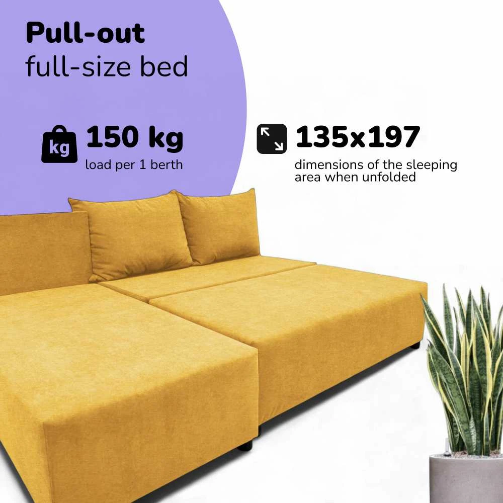 Meb Podrez Kampinė išskleidžiama sofa-lova St Light, Podrez, geltona