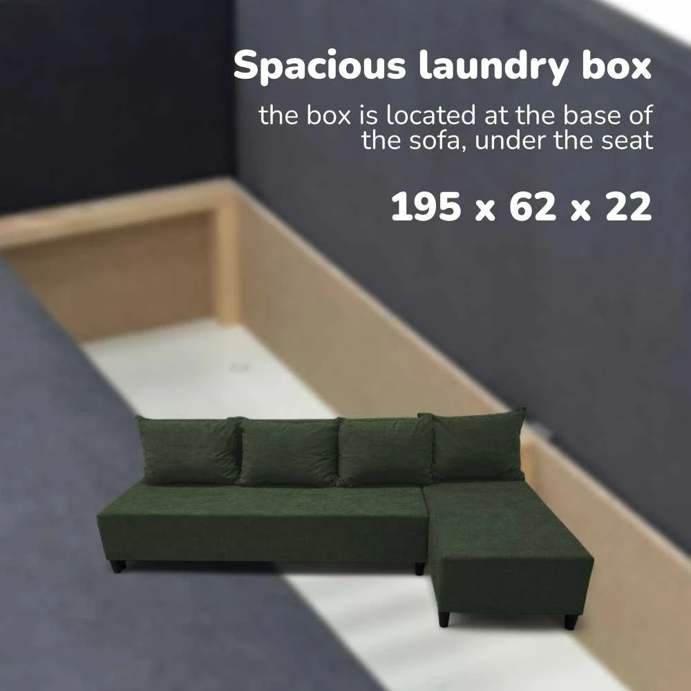 Meb Podrez Klasikinis didelis kampinis sofos komplektas Simple XL Sturis, Turkio žalia