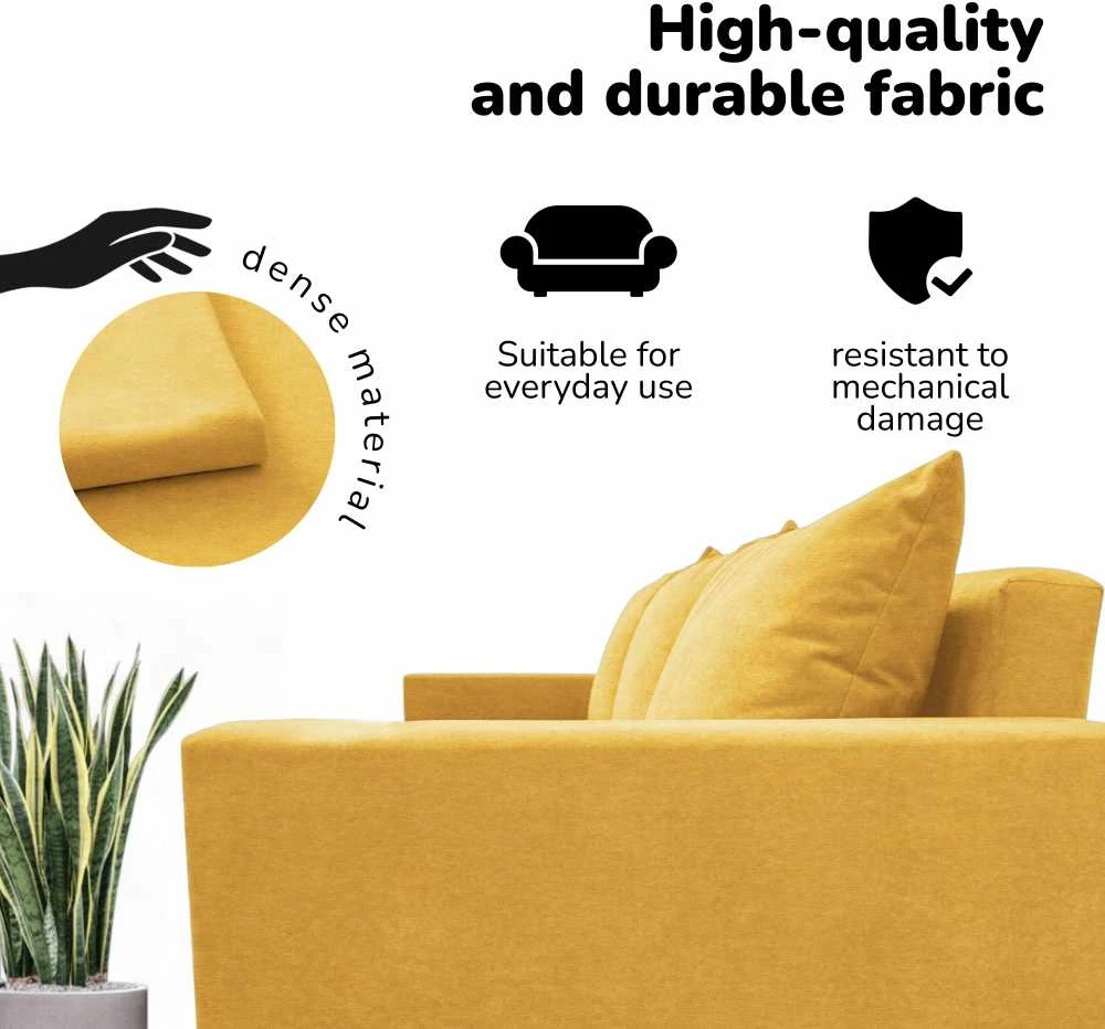 Meb Podrez Klasikinė sofa-lova Simple X Line, su patalynės dėže, Podrez,, geltonos spalvos