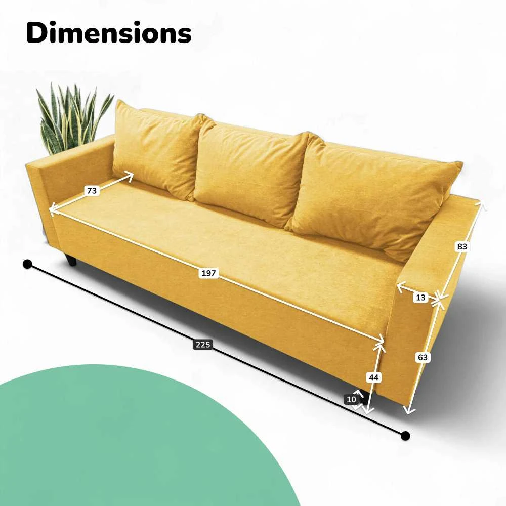 Meb Podrez Klasikinė sofa-lova Simple X Line, su patalynės dėže, Podrez,, geltonos spalvos