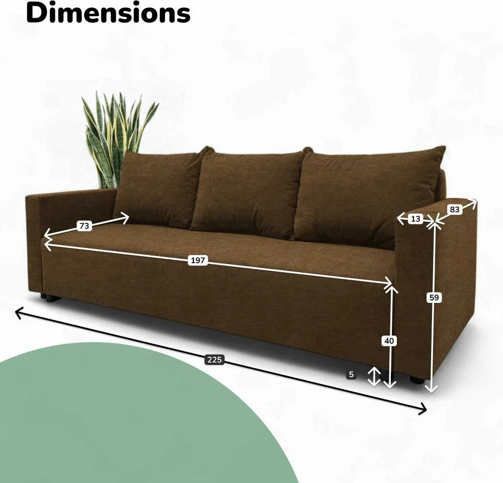 Meb Podrez Klasikinė sofa-lova „Simple Line“ su patalynės dėže, „Podrez“, rudos spalvos