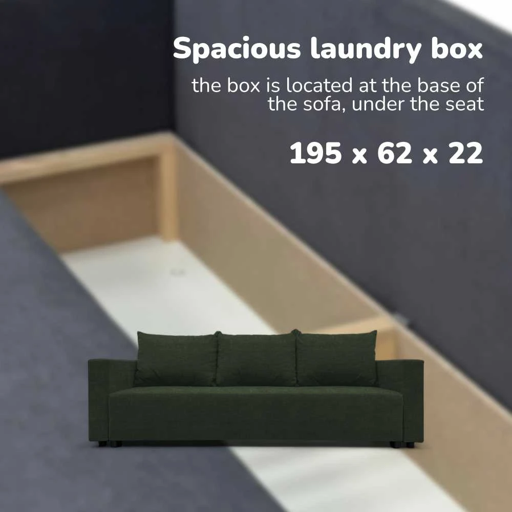 Meb Podrez Klasikinė sofa-lova „Simple Line“ su patalynės dėže, „Podrez“, Turkio žalia