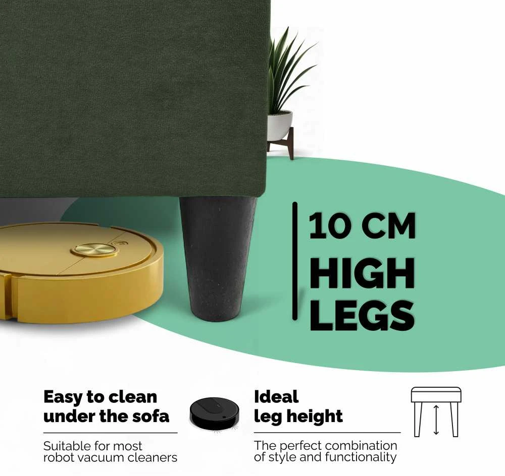 Meb Podrez Klasikinė sofa-lova Simple X Line, su patalynės dėže, Podrez,, Turkio žalia