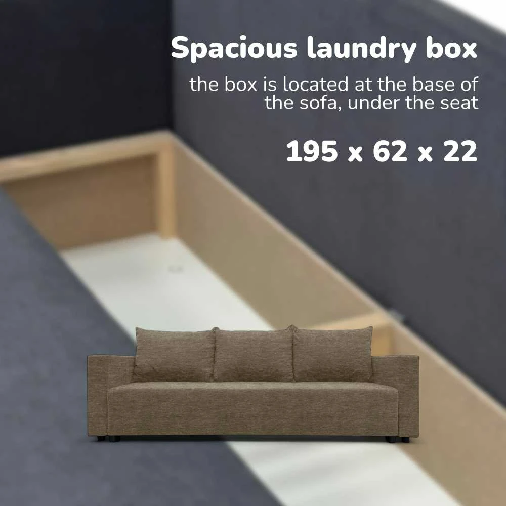 Meb Podrez Klasikinė sofa-lova „Simple Line“ su patalynės dėže, „Podrez“, smėlio spalvos