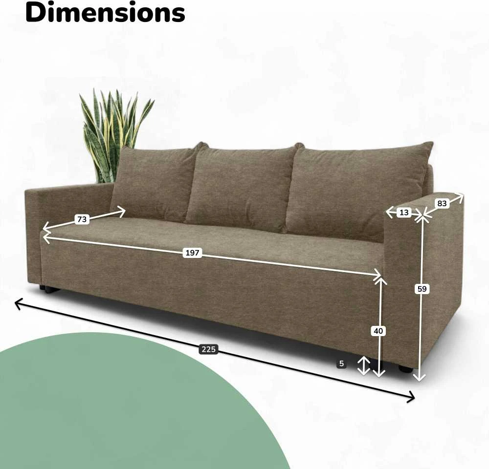 Meb Podrez Klasikinė sofa-lova „Simple Line“ su patalynės dėže, „Podrez“, smėlio spalvos