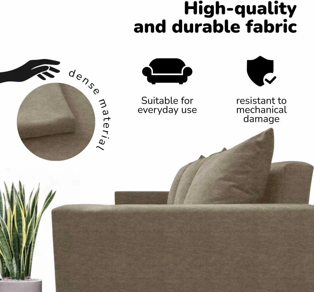 Meb Podrez Klasikinė sofa-lova „Simple Line“ su patalynės dėže, „Podrez“, smėlio spalvos