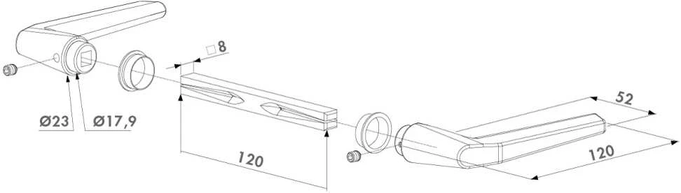 Locinox Aliuminė rankena įleidžiamai spynai su 120 mm ilgio ašimi